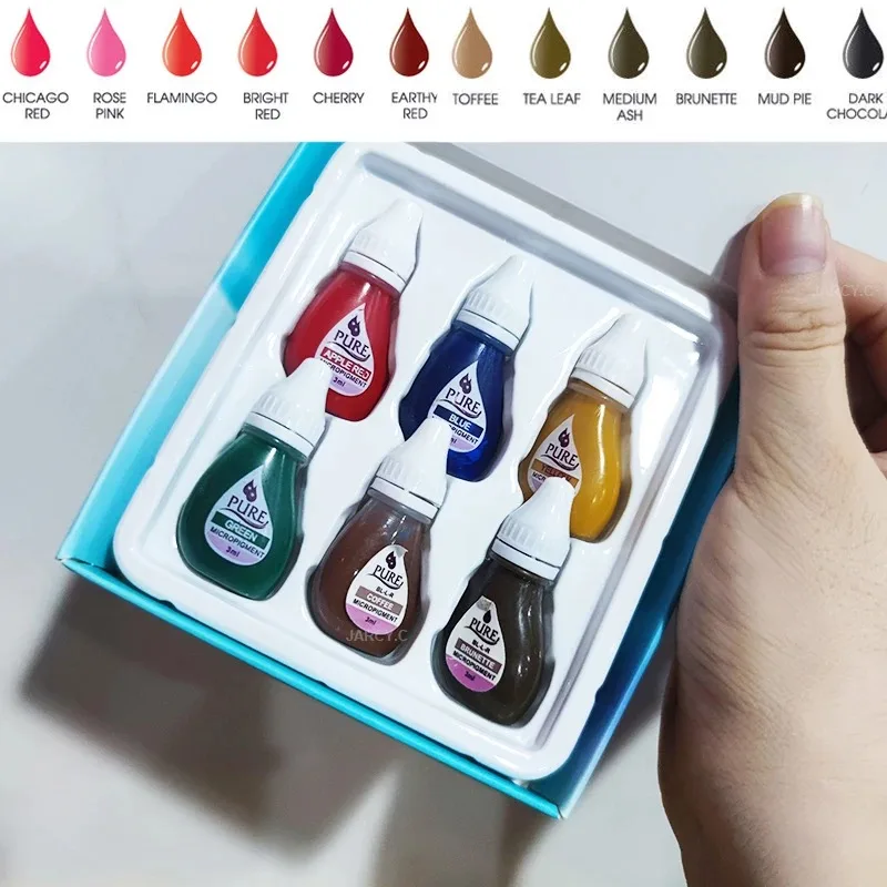 3ml Tattoo Inks Kit Professional Tattoo Supply 6Pcs Pigment Mixing Color Natural Plant Ink Set Pigment Color Art Supplies