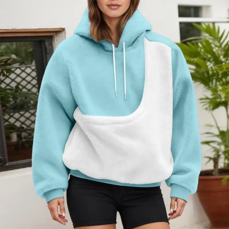 Woman wearing pet hoodie