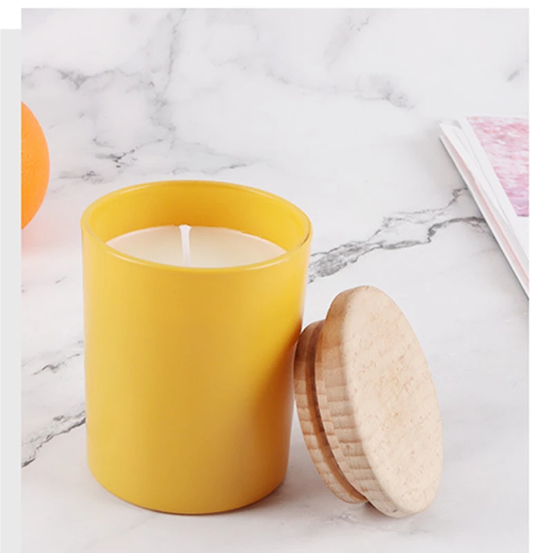 

1 PC Yellow Frosted Glass Candles Scented Candles Soy Wax Home Smokeless Aromatic Essential Oil Candles Wedding Gifts