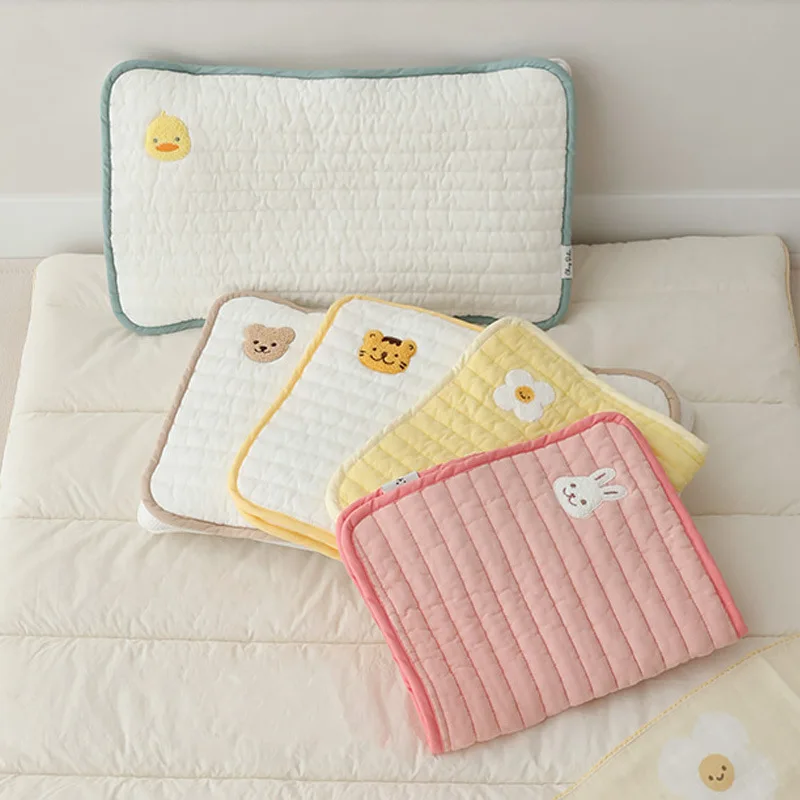 Cartoon Pillowcase for Baby Breathable Cotton Pillow Dustproof Case Embroidered Flat Pillow 30x50cm Infant Pillow Cover 3