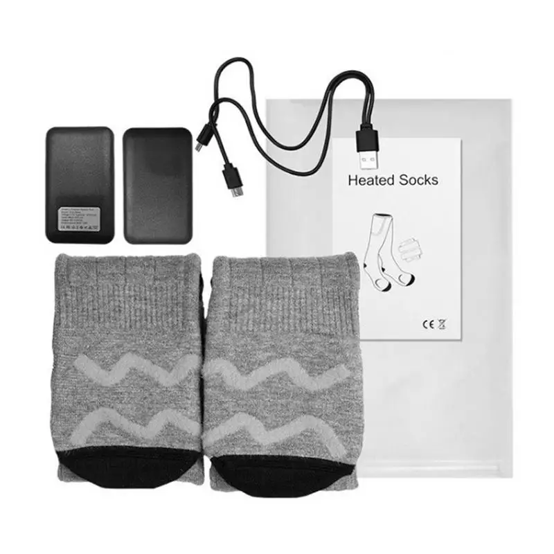 Men Women Outdoor Ski Electric Heated Socks With 4000mAh Rechargeable Battery Powered 3 Temp Settings Winter Foot Warmer