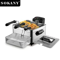 Houselin Electric Deep Fryer,Temperature Control, View Window, Professional Style,2000Watts,Three Frying Baskets,Stainless Steel 2