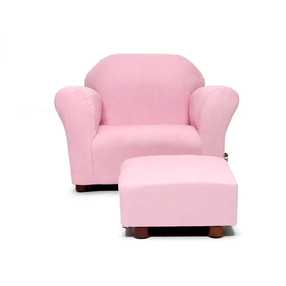 Roundy Child Size Chair with Microsuede Ottoman, Kids Chair, Toddler Chair with Ottoman, Toddler Sofa Couch for Girls 6