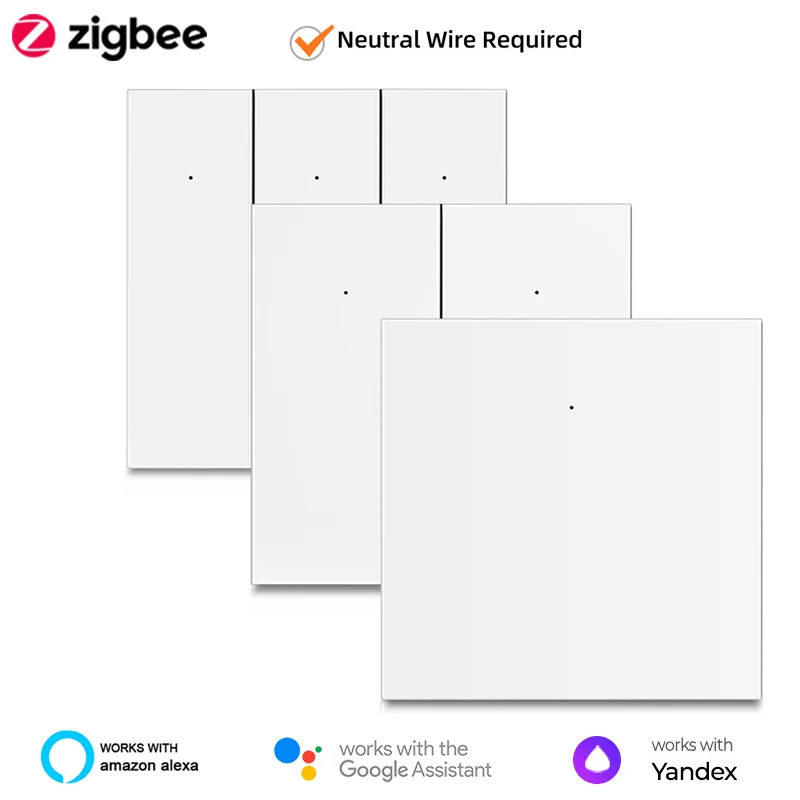 

Lonsonho Tuya Zigbee Smart Press Button Light Switch EU UK Neutral Wire Required Works Alexa Google Home Yandex Alice Smartlife