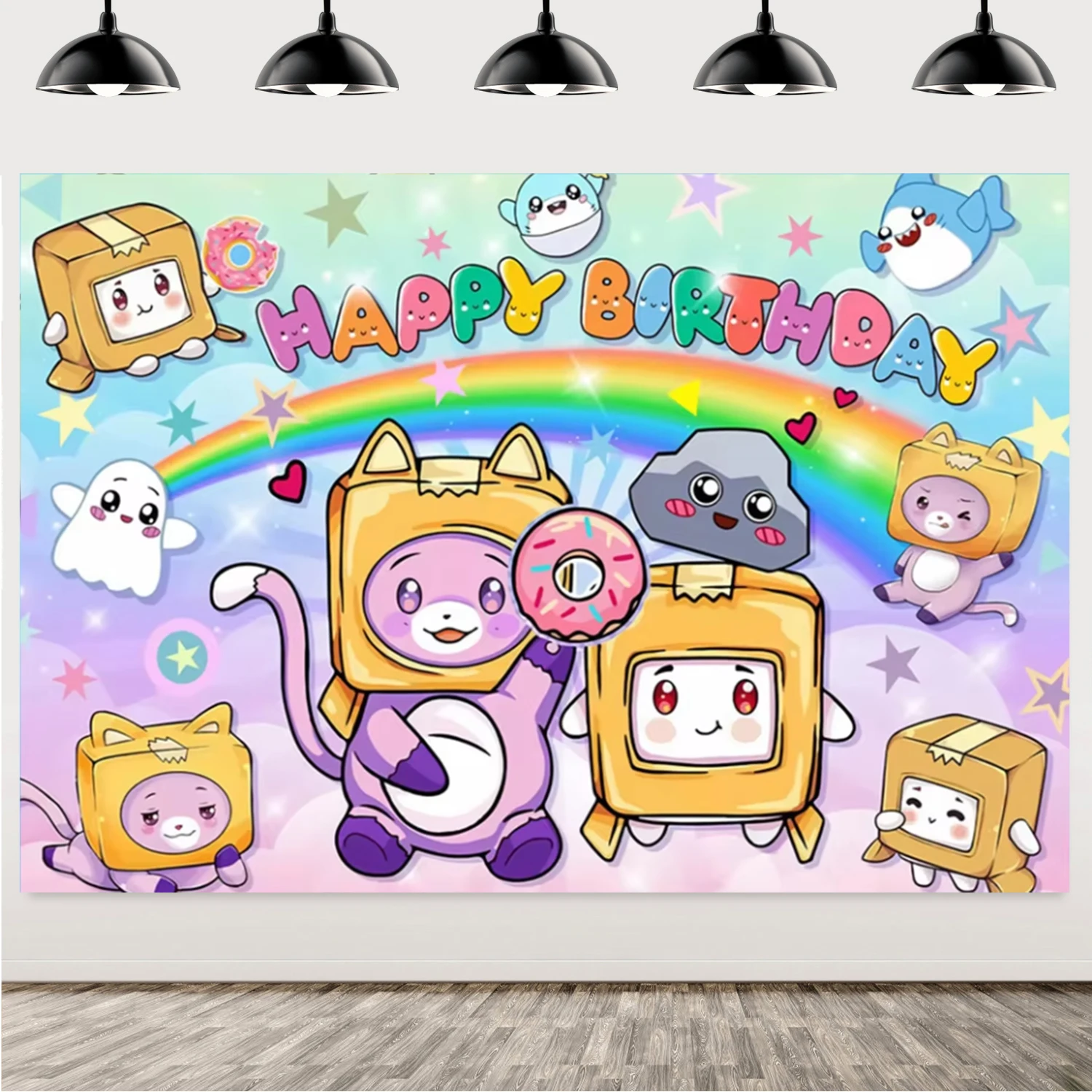 Cartoon Lankyboxs Spiel Box Thema Geburtstag Party individuelle Dekoration Banner Ballon Baby Dusche ﻿ Kinder Fotografie Prop Geschenk – Detail 6