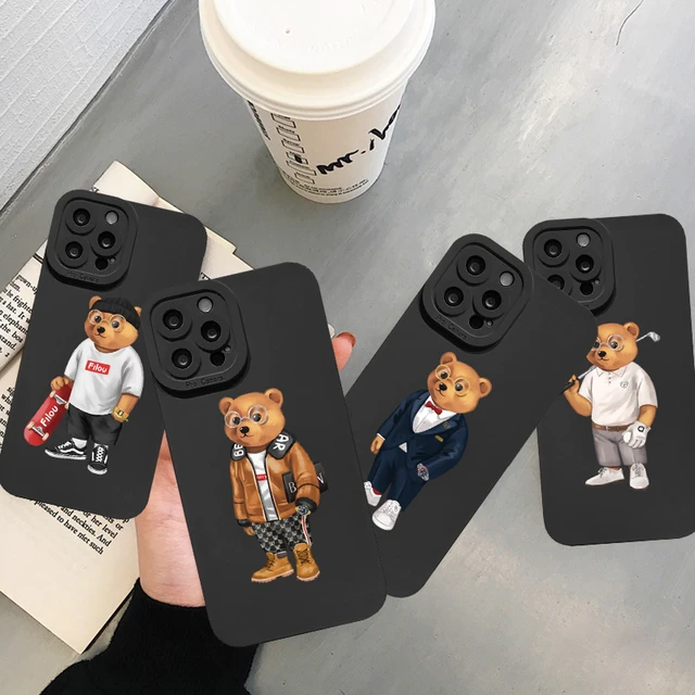 Funny Cute Cartoon Bear Phone Case For iPhone 14 13 Pro Max 12 11 Pro Max X  XS XR 7 8 Plus SE2 Back Soft Silicone Cover Fundas - AliExpress