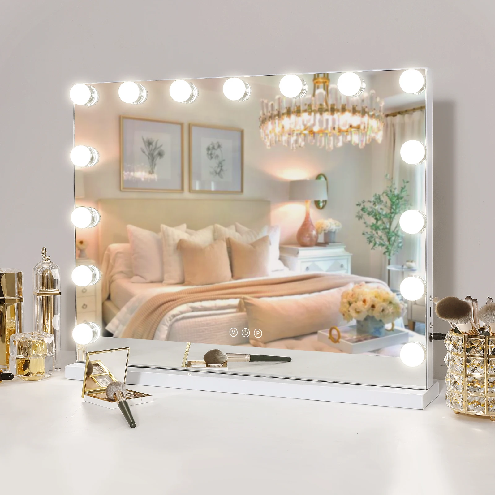Specchio da trucco FENCHILIN con luci specchio da trucco illuminato Hollywood  con 15 lampadine a LED dimmerabili per toeletta da tavolo - AliExpress