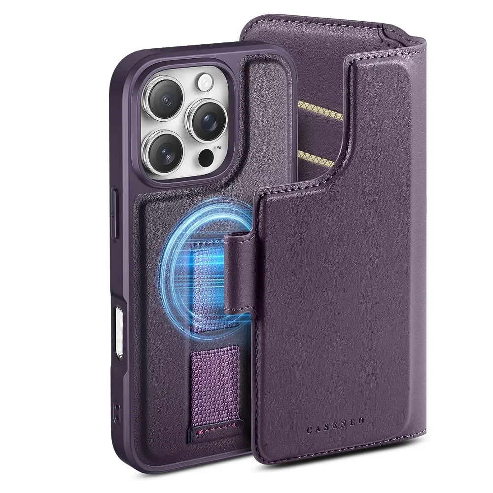 Detachable Magnetic Wallet with Card Holder and Flip Leather Protective Cover
