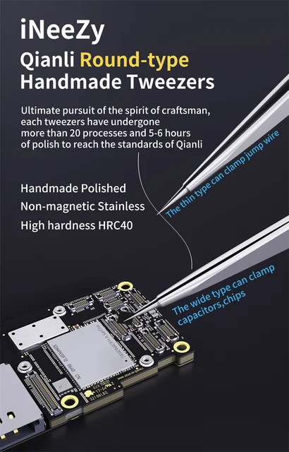 Qianli inezyラウンドタイプハンドメイドピンセット携帯電話