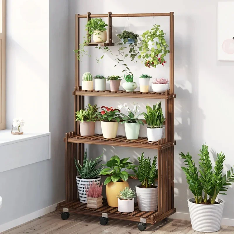3-Tier Hanging Wood Plant Stand Indoor Outdoor Planter Shelves Flower Pot Organizer Rack Multiple Display Shelf plant stand wooden flower shelf