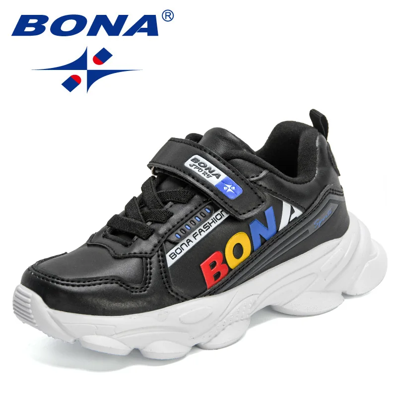 

BONA 2022 New Designers Popular Sneakers Children Hook & Loop Casual Shoes Kids Breathable Running Shoes Walking Tenis Footwear