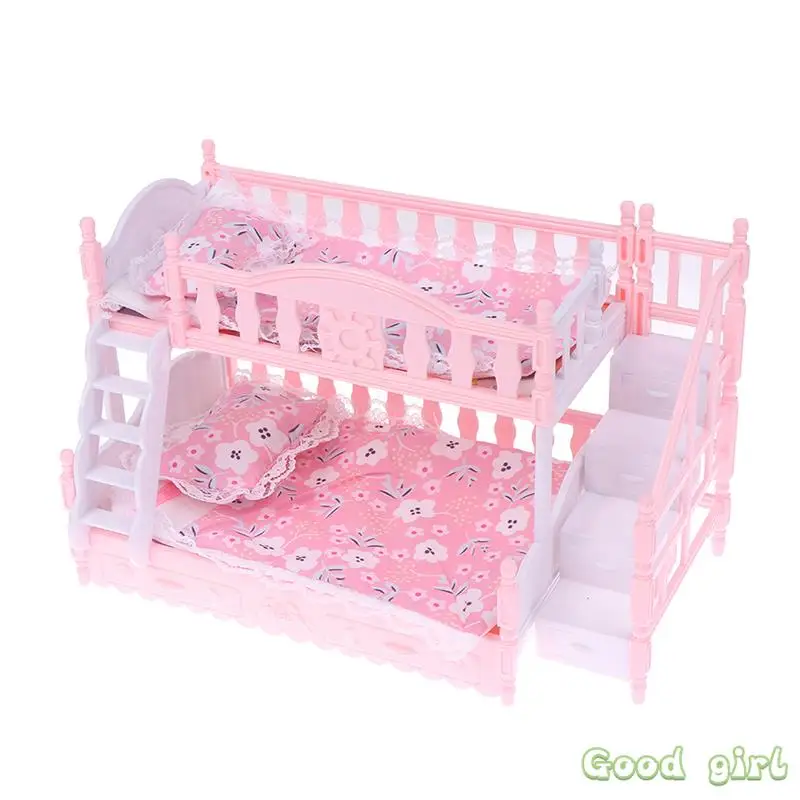 1PC 1/12 Doll House Miniature Simulation European Princess Double Bed For BJD Doll Furniture Toy Princess Double Staircase Toy images - 6