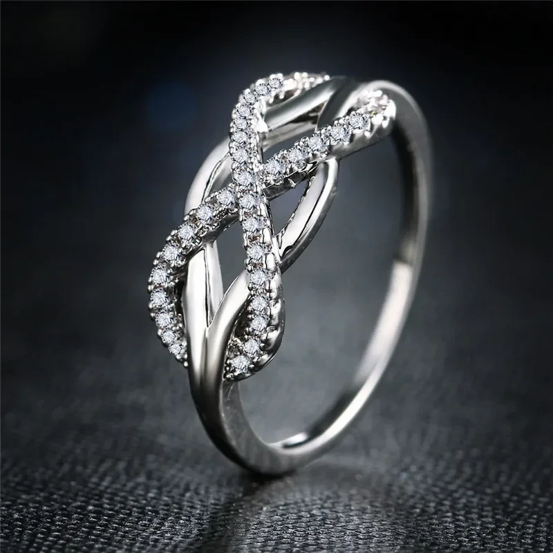 Women Fashion Engagement Rings Stack Skinny Micro Pave Crystal Wedding Bridal Party Cubic Zirconia Rings Sets Jewelry Gifts