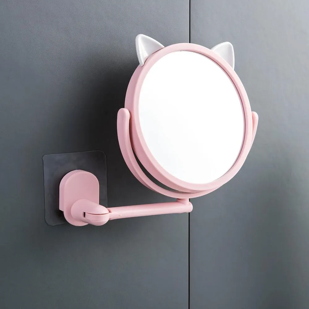 Фото 1pc Puch Free Wall-mounted Foldable Small Mirror Bathroom Vanity Mirror Bathroom Toilet Self-adhesive Mirrors №4