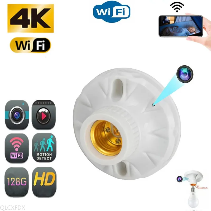 Bulb Socket Base Wireless Ip Cam 4k Home Hotel Ceiling E27 Lamp Holder