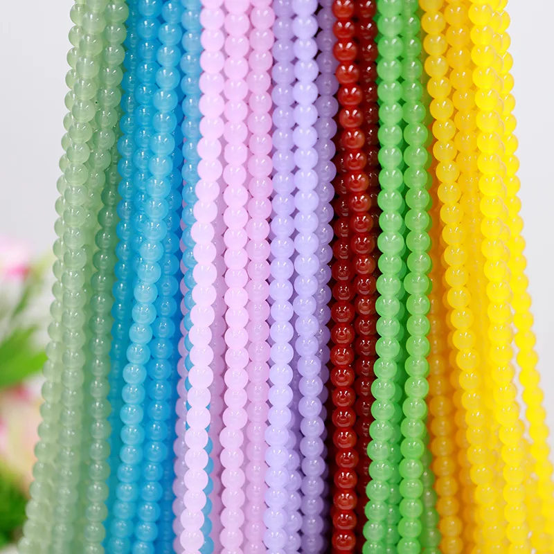 

10Strands Imitated Jade Opaque Glass beads Round Loose Beads for Jewelry Making DIY 80PCS/Strands