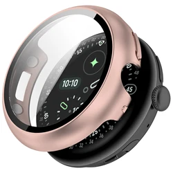 Premium Tempered Glass Screen Protector with PC Case for Watches - Anti - Scratch and Durable Finish (Rose gold)