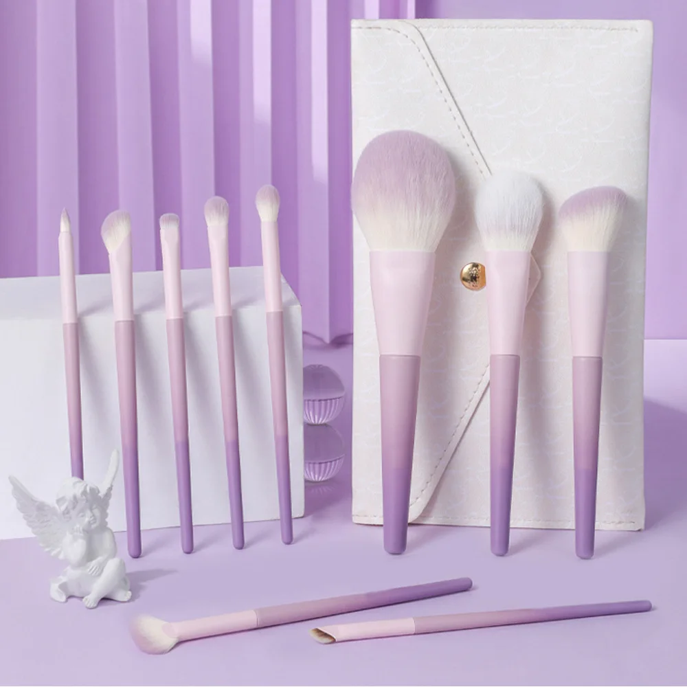 

Purple Makeup Brushes Set Synthetic Hair Vegan Brush 10Pcs Beauty Tool For Foundation Eye Shadows Blending Powder Cosmetic