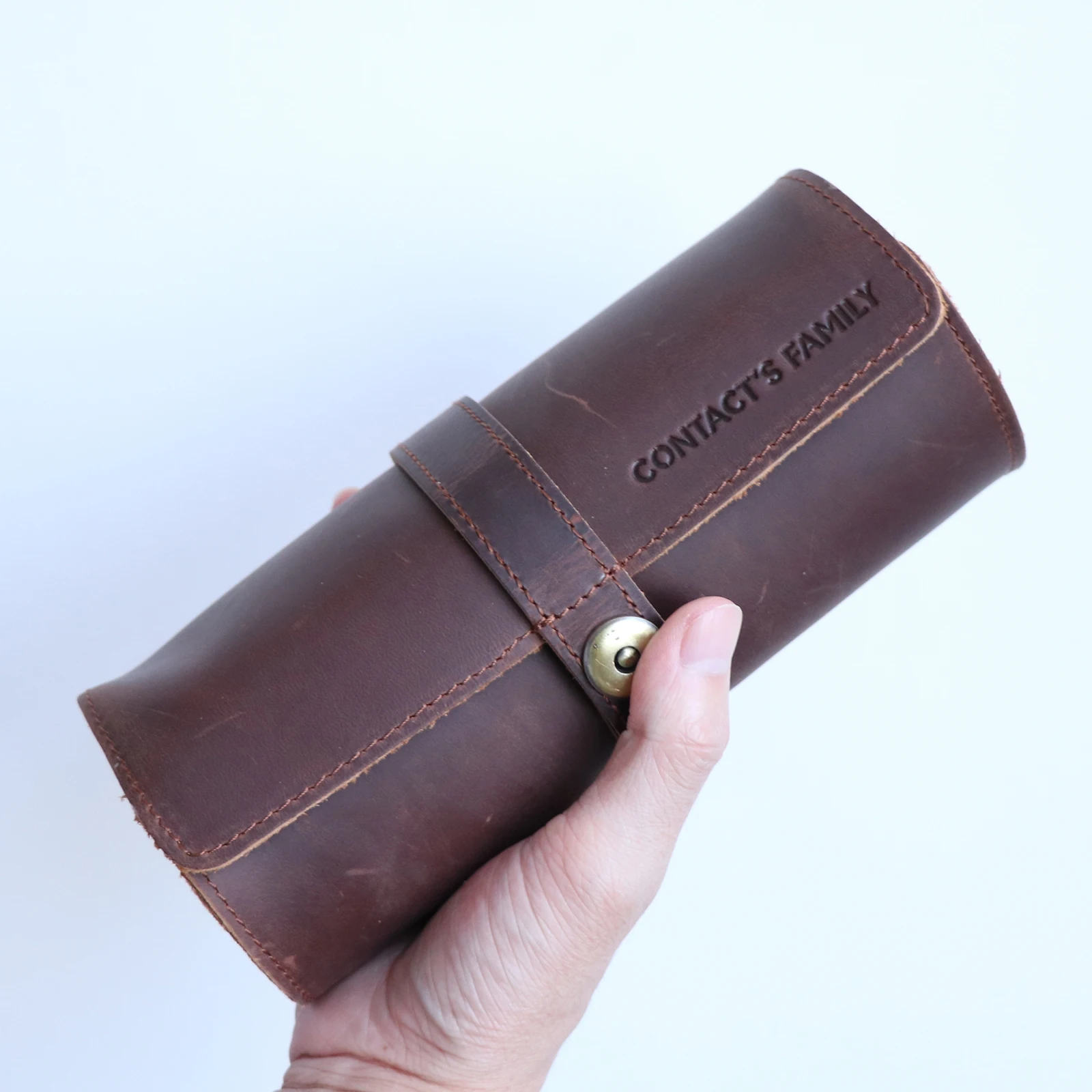 Portable Exquisite Watch Roll Travel Case Chic Handmade Leather 3 Slots Watch Storage Box with Slid in Out Organizers Gift