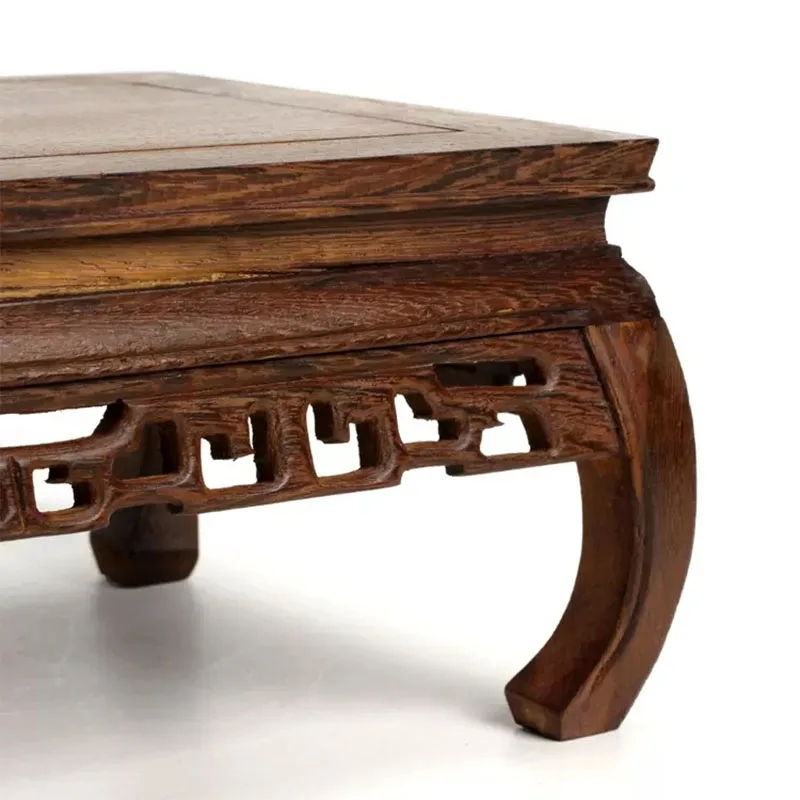 Retro Wooden Base Shelf for Fish Tank, Flower Vase, Bonsai Stand, Artical Decor, Pedestal, Square Crafts, Teapot Bases, Natura