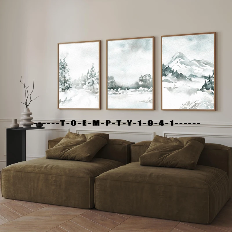 Inverno Montagna Acquerello Poster Stampa Su Tela Paesaggio Invernale Acquerello Natura Decorazione Della Parete Set Di Decorazioni Di Montagna Natura