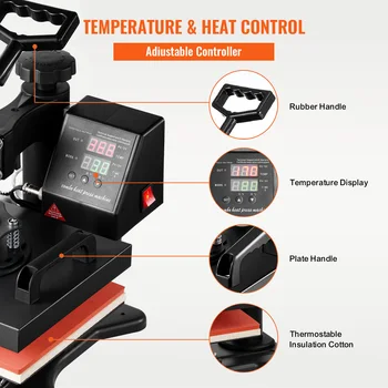 SucceBuy 12x10 In Dual Digital Heat Press Machine 650W Swing Away 360 Degree Rotation Transfer Sublimation Printing for T-Shirt 3