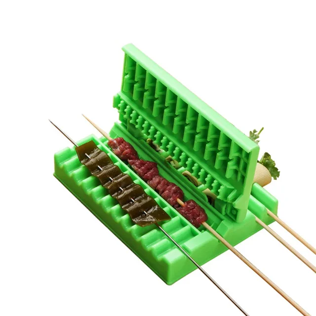 Nyársok Kebab Készítő Grillezés Stringer Box Gép Marhahús Hús Zöldségek Húr Grill Konyhai Kiegészítők Kültéri Bbq Gadget - Image 6