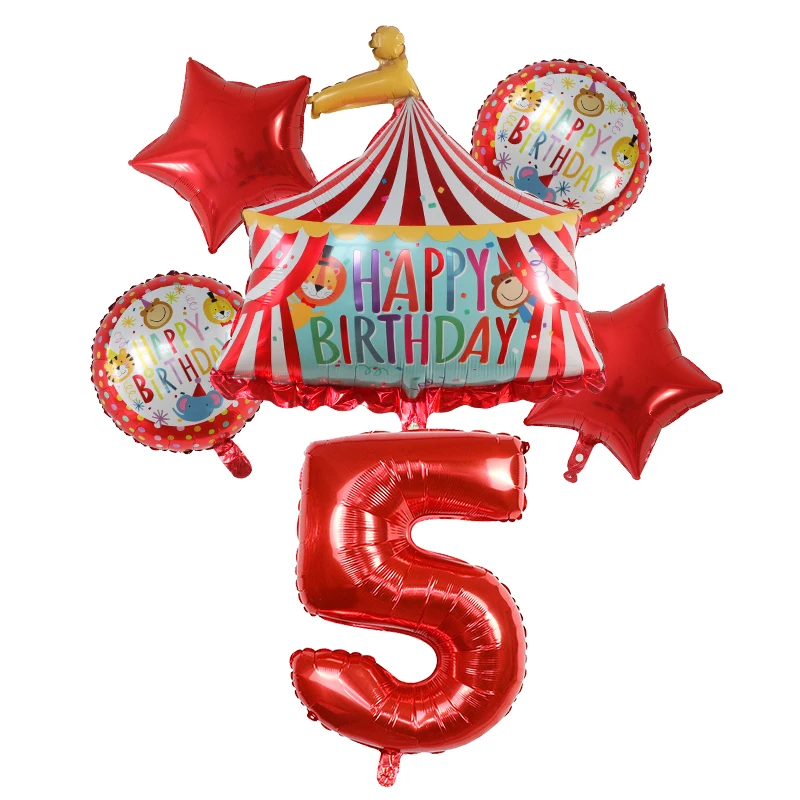 Rot Zirkus Geburtstag Zelt Luftballons Set 30 zoll Folie Anzahl Luft Globos Tier Thema Party kinder Geburtstag Dekorationen Kinder spielzeug – Detail 6