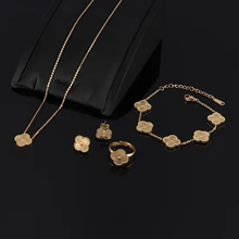 

stainless steel Pendant Necklaces For Women's necklace Jewelry Sets Trendy Floral Necklace Bracelet Earrings Ring Luxury Jewelry