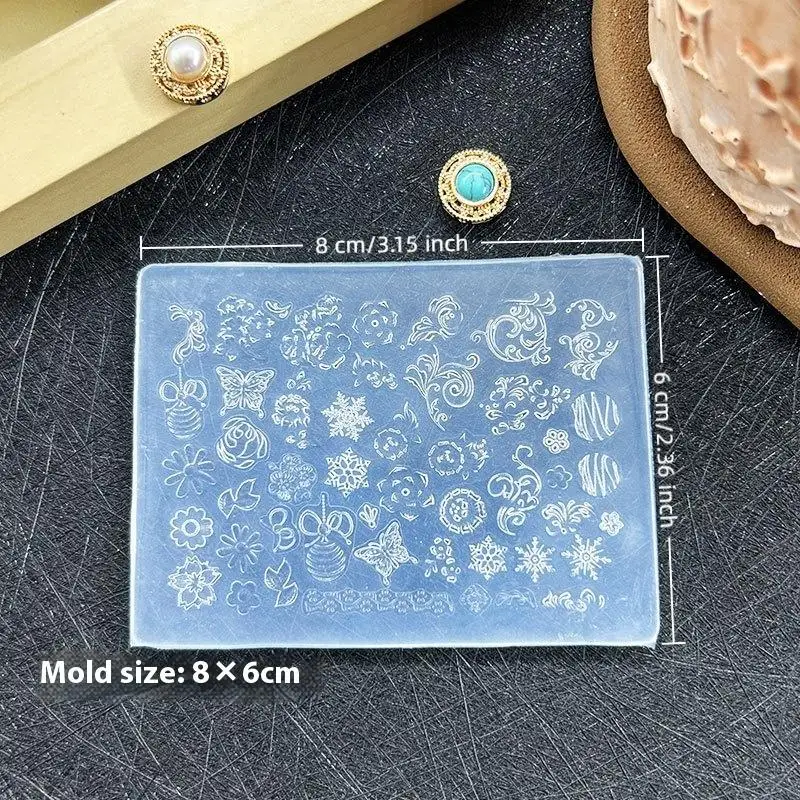 3D Relief Silicone Nail Molds - Flower Butterfly Bowknot Templates, DIY Nail Art Decoration Design Tools for Salon Home