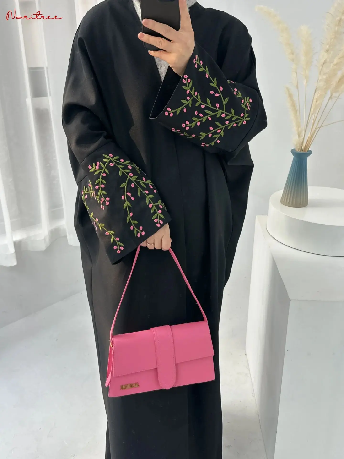 Fashion Embroidery Kimono Oversized Opened Muslim Robe Syari Female Full Length Muslim Outerwear Worship Service Abaya wy1956