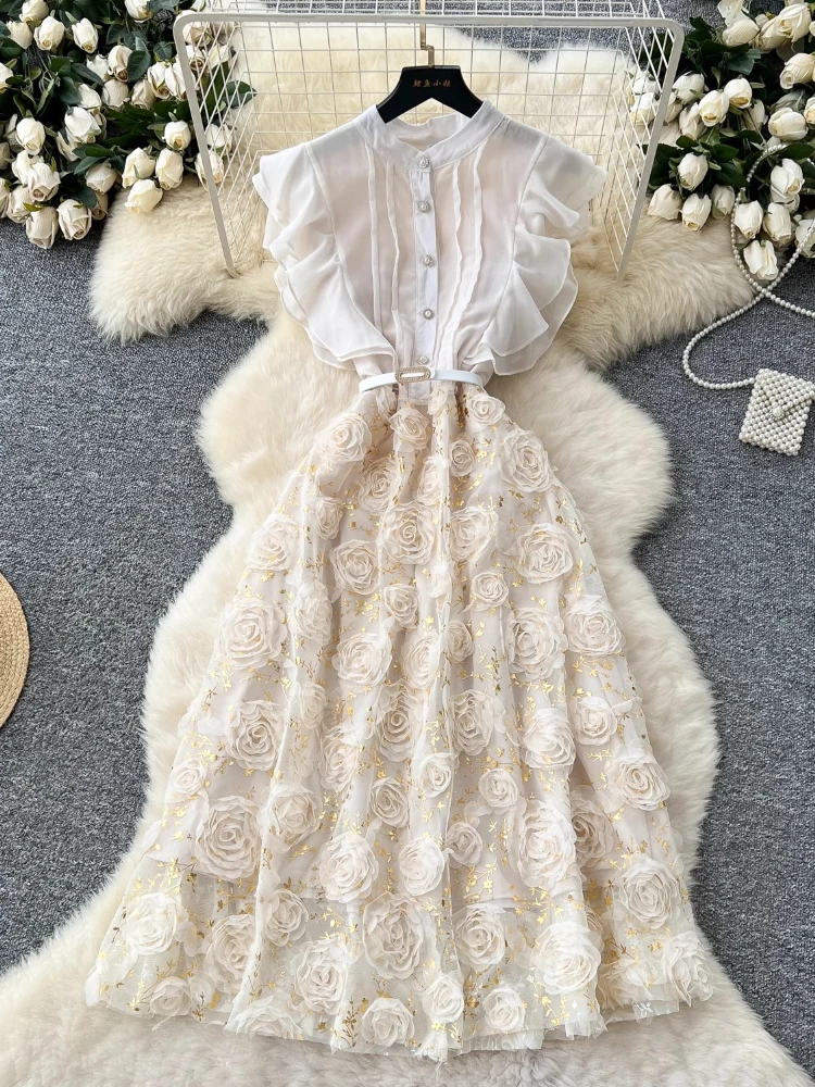 2025 French Elegant Luxury High End Evening Dress Women Flying Sleeve Sashes 3D Flower Ruffle Party Dress Casual Chic Clothing - AliExpress 200000345 2025 French Elegant Luxury High End Evening Dress Women Flying Sleeve Sashes 3D Flower Ruffle Party Dress Casual Chic Clothing - AliExpress 200000345