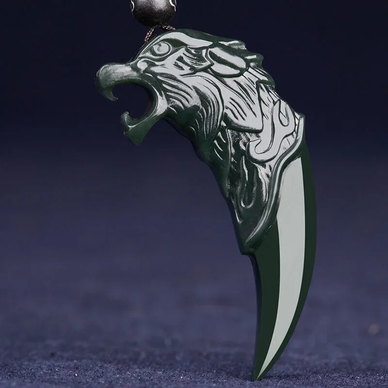 

Лидер продаж, цепочка с подвеской из натурального нефрита и голубого волка с кулоном, модные ювелирные изделия, аксессуары для мужчин и женщин, подарки на удачу 1