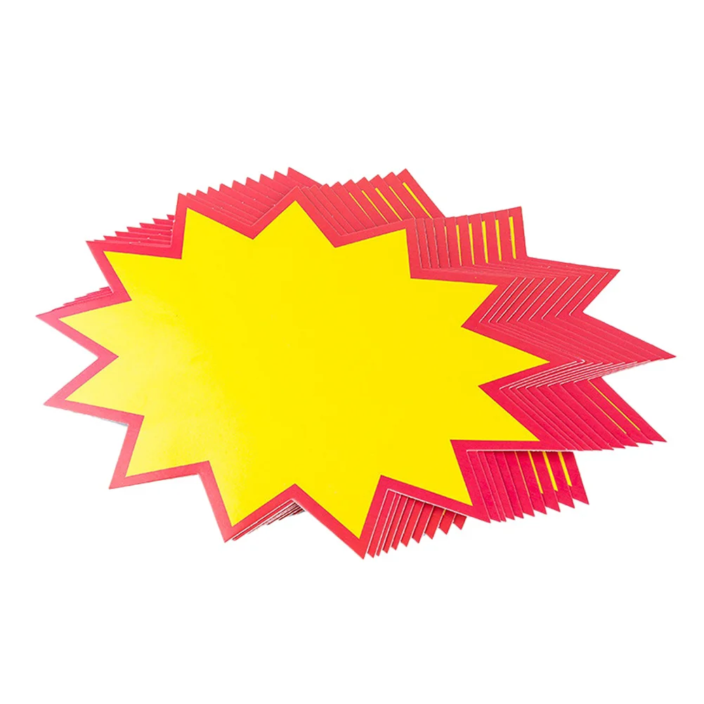 

30PCS Blank Advertising Paper Sign Explosion Sticker Supermarket Price Tag (Yellow)