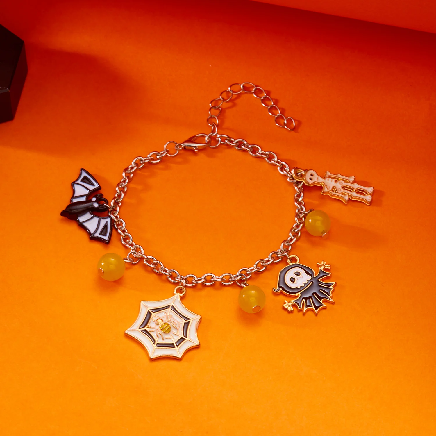 Halloween Geist Kürbis Spinne Katze Fledermaus Charm Armbänder für Frauen Lustige Skelett Schädel Anhänger Armbänder Party Schmuck Geschenke – Detail 8