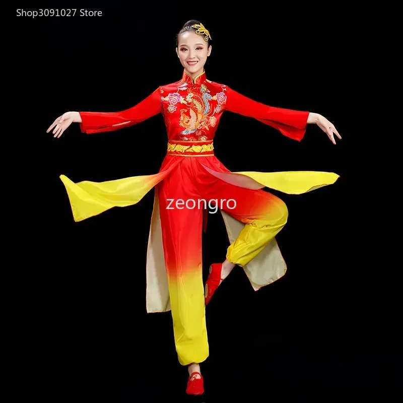 Stage Performance Costume Adult drum costumes for men and women water drum performance costumes for new Yangko dance waist teams