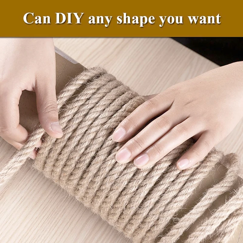 10M Natural Vintage Jute Rope String 10/12/14mm Hemp Twisted Cord Macrame String Pet Scratching Handmade DIY Craft Decoration for Jute Rope Macrame Cord
