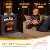 32" Electric Fireplace with Mantel, 1400W Freestanding Heater  W Remote Control & Adjustable Brightness, Multifunctional Mantel 6