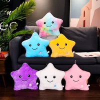 20cm Cute Luminous Star Pillow Creative Stuffed Plush Glowing Colorful Stars Cushion Plush Toy Led Light Toys Gift For Kids 2
