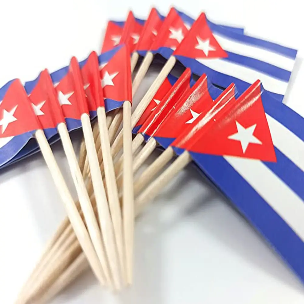 Paper Wedding Cuban Flag Cupcake Toppers Decorations