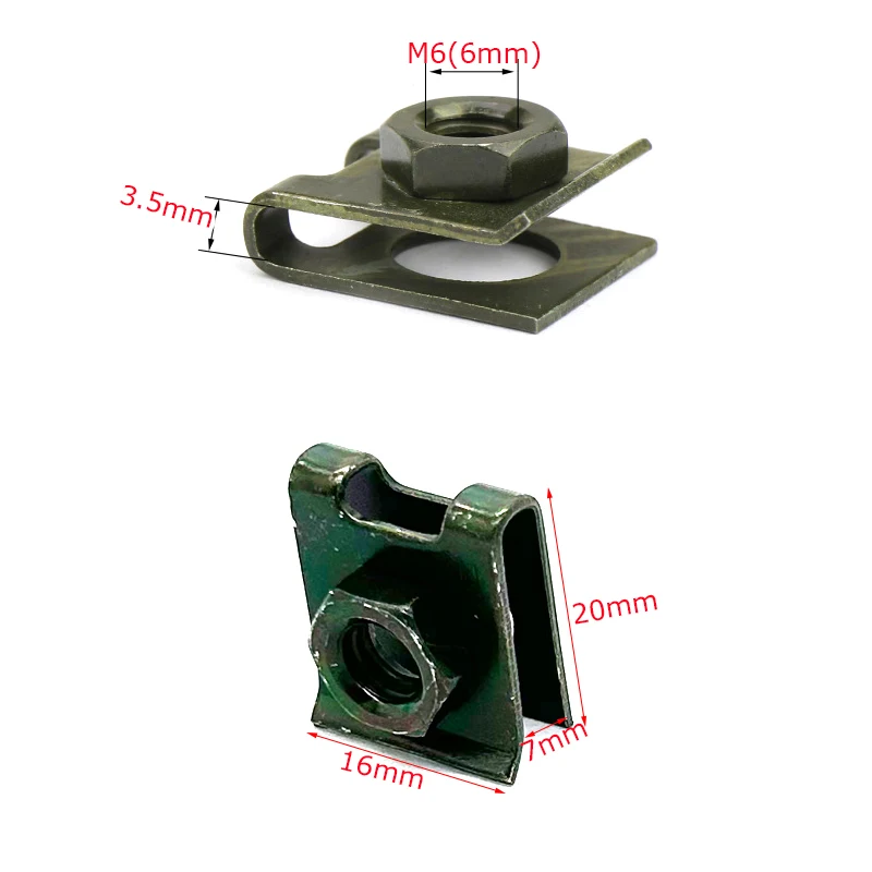 12pcs M6 Motorcycles Screw Fastener Clips U-Type Clip Nut Anti-rust Protection Clip Screw Buckle