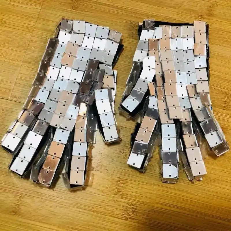 

Silver Mirror Gloves Stage Performance Costume Square Lens Gloves Tool Pub DJ DS Gogo Dance Wear Rave Outfit Accessories
