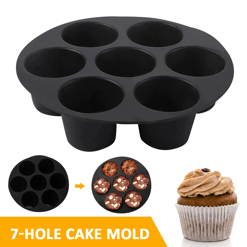 Silicone Air Frying Pan Mold DIY Handmade 7 Holes Round Cake Molds Non