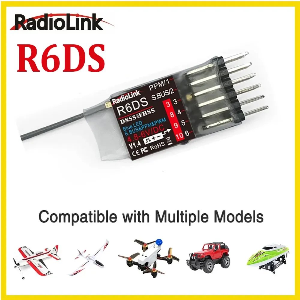 Récepteur R6DS 10 canaux avec antennes, compatible SBUS/PPM/PWM pour Radiolink