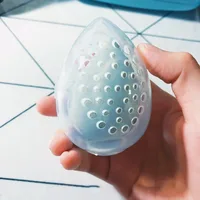 Sponge Stand Storage Case Egg Shaped Rack Transparent Puffs Drying Box Make up Blender Puff Holder Empty Cosmetic Beauty Tool 2