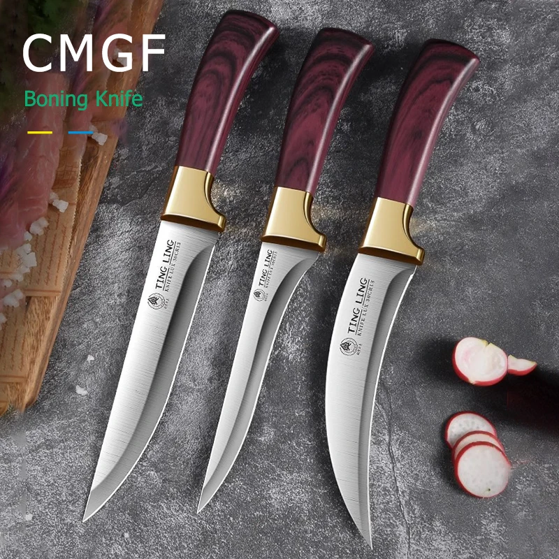 

CMGF Kitchen Boning Knife, Sharp Butcher Knife For Butchering Pigs And Cattle, Chef Scimitar For Shaving And Skinning
