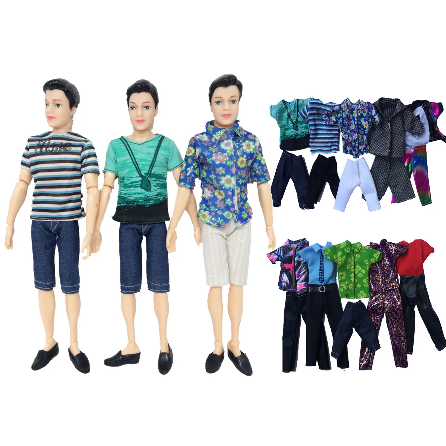 5 Sets Fashion Mini Men Doll Casual Wear Doll Clothes Jacket Pants T-shirts Trousers Outfits Accessories for Barbie Ken Toy