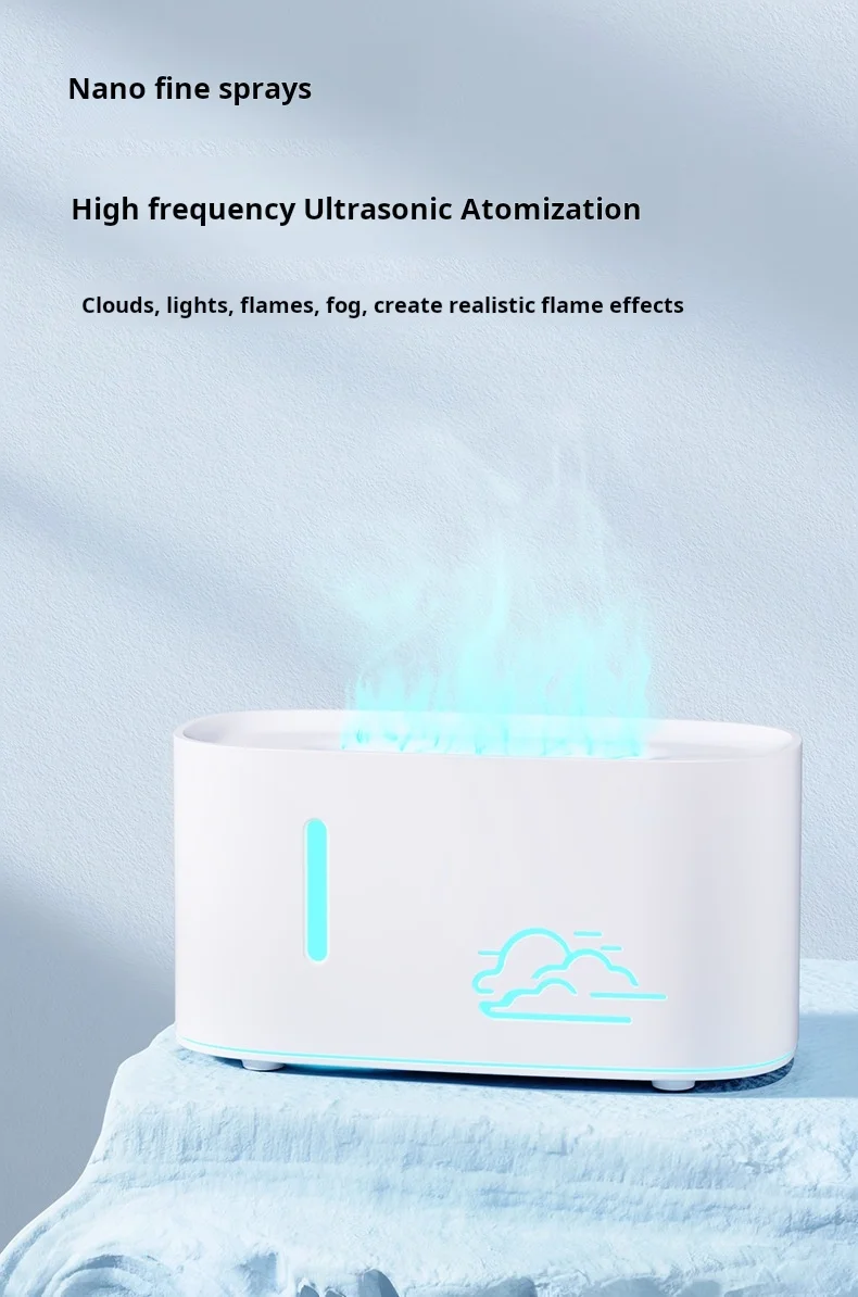 Description Picture 4 of item2025 New Cloud-shaped Humidifier Portable USB Flame Humidifier Home Bedroom Diffuser Small Size for Bedroom Aromatherapy