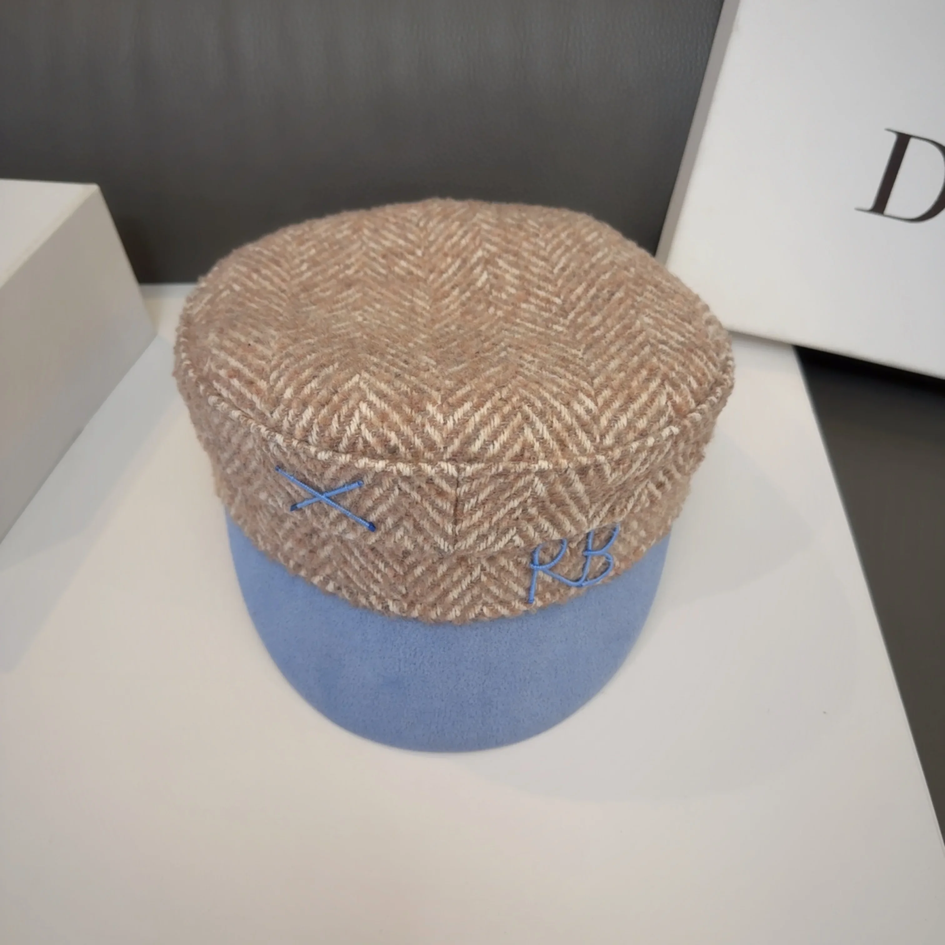 Cotton Newsboy Cap Brand Designer Autumn Winter Warm Newsboy Caps Herringbone-wool Baker Boy Cap Patchwoek Flat Caps