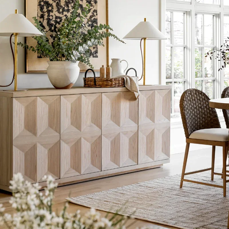 

Mid-Ancient Solid Wood Sideboard Retro Silent Style Art Side Cabinet Nordic Mid-Ancient Style French Side Cabinet Simple Modern